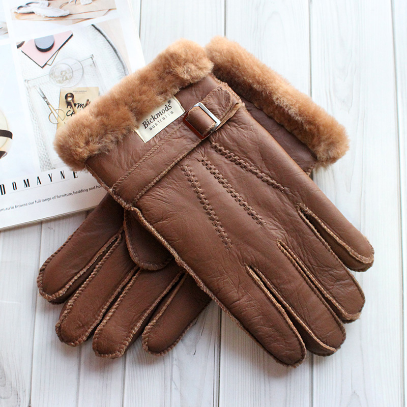 Leather Work Winter Gloves - 양모 모피 장갑 남자의 두꺼운 겨울