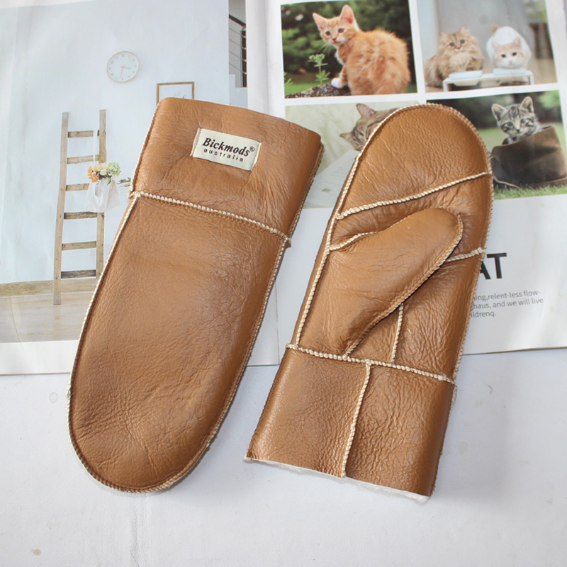 Leather Work Winter Gloves - 새로운 가죽 여성용 모피 장갑 겨울