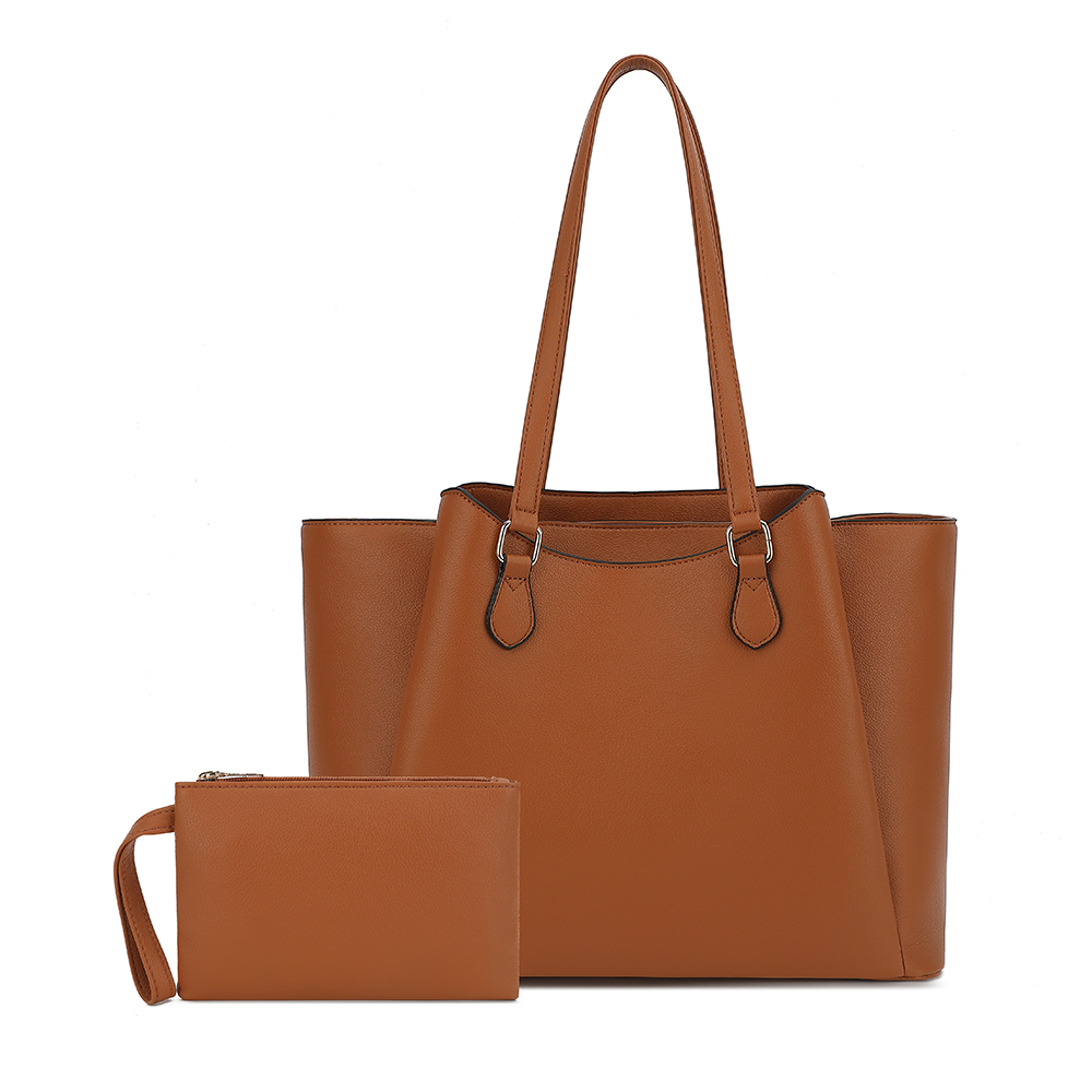 Leather Working - 여성용 토트백, 파우치가 있는 대형 PU