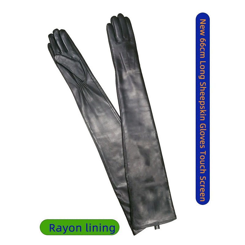 Leather Work Winter Gloves - 여성용 롱 양가죽 장갑 터치스크린 가죽