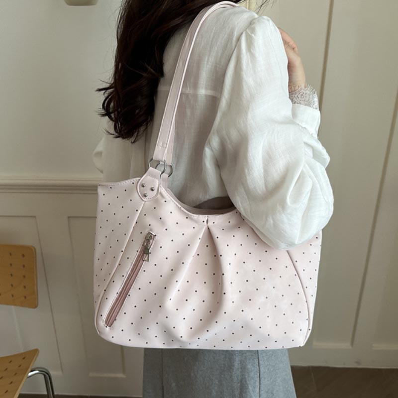 한국어 폴카 도트 숄더 토트 백 레트로 귀여운 지퍼 빈 - Leather Work Duffle Bag 리뷰 및 가격