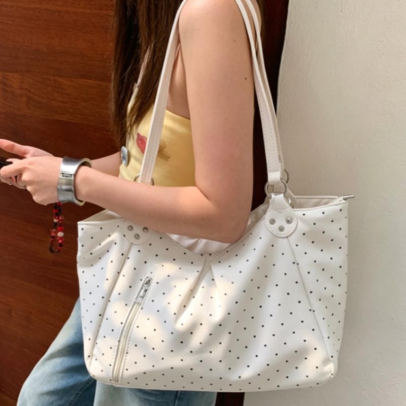PU 가죽 도트 무늬 토트백 대용량 숄더 핸드백 지퍼  - Leather Work Duffle Bag 리뷰 및 가격