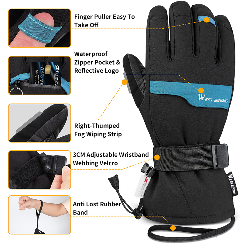 서쪽 자전거 겨울 2 쌍 정장 스키 장갑 슈퍼 따뜻한  - Leather Work Winter Gloves 리뷰 및 가격