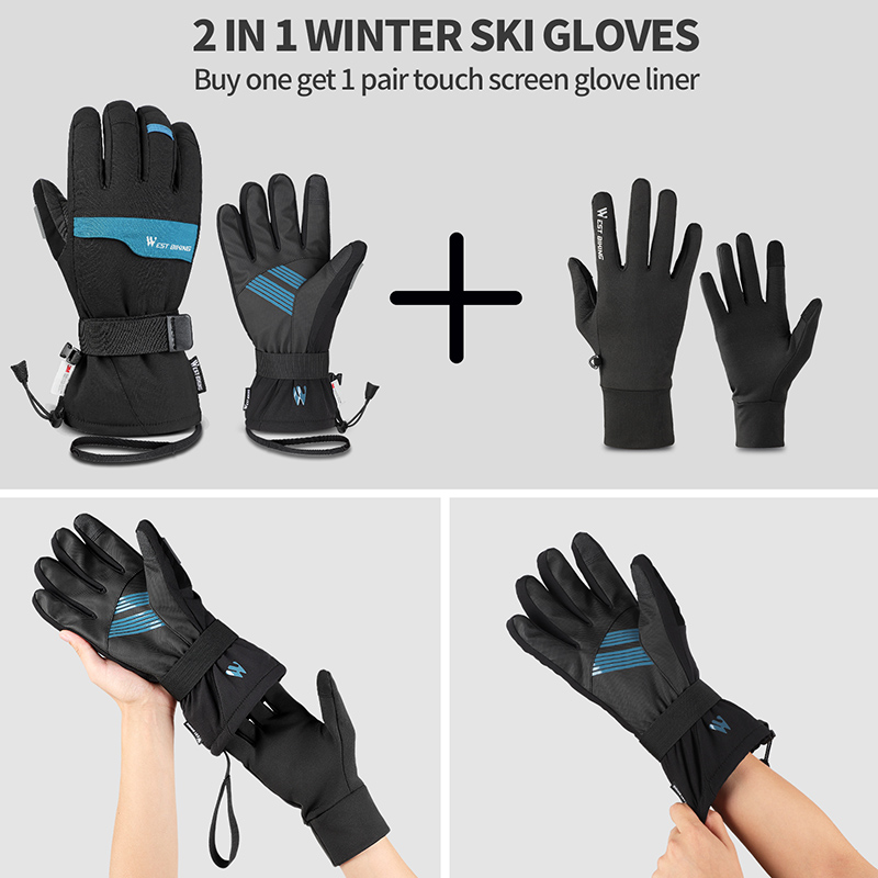 서쪽 자전거 겨울 2 쌍 정장 스키 장갑 슈퍼 따뜻한  - Leather Work Winter Gloves 리뷰 및 가격