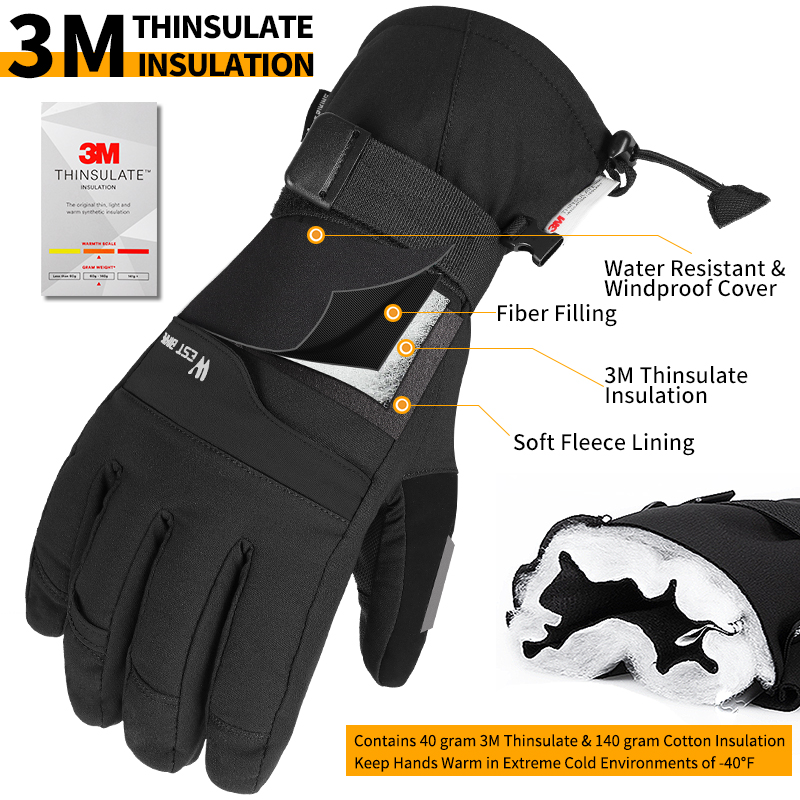 서쪽 자전거 겨울 2 쌍 정장 스키 장갑 슈퍼 따뜻한  - Leather Work Winter Gloves 리뷰 및 가격