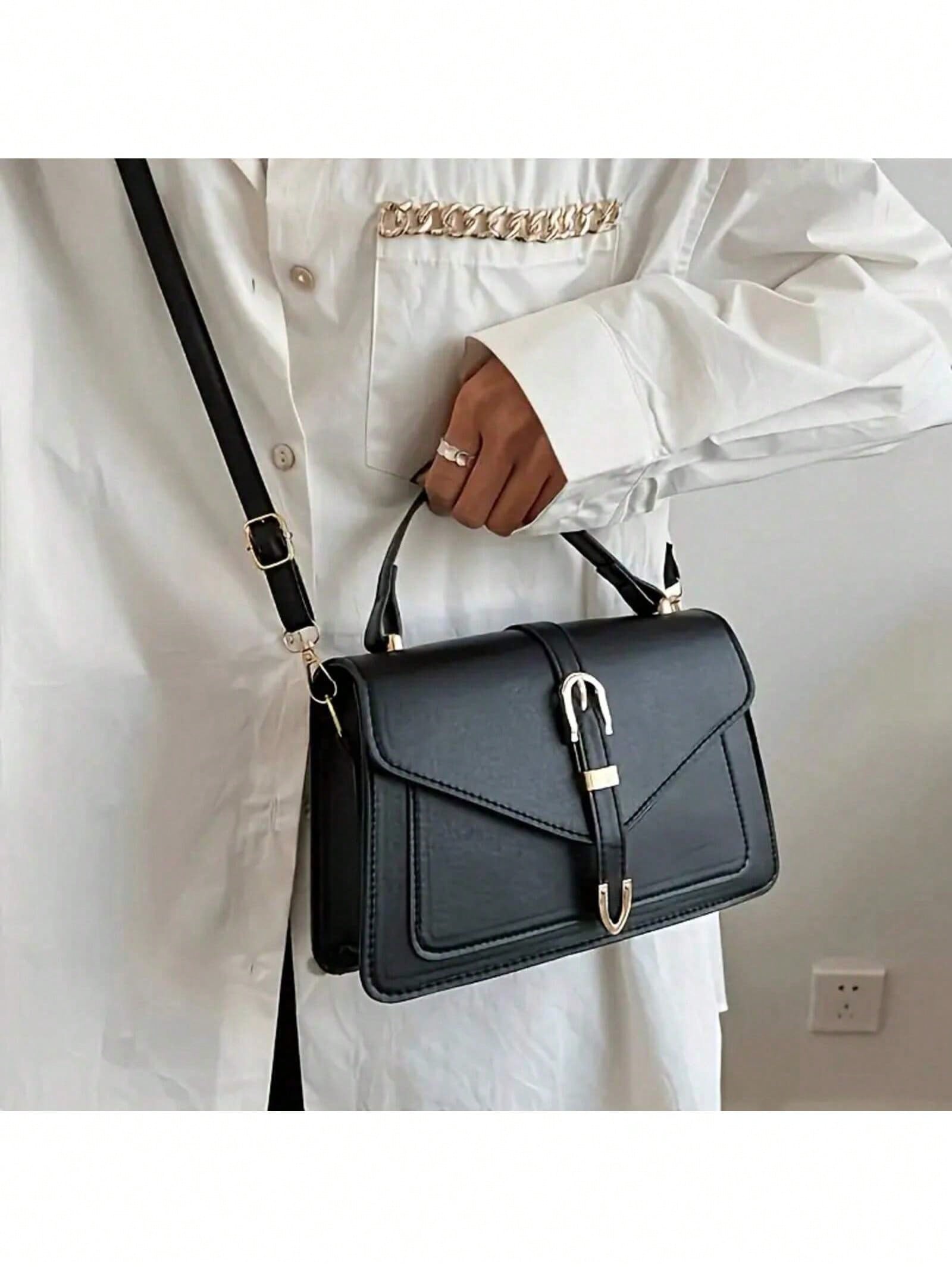 여성 PU 가죽 핸드백 우아한 플랩 스퀘어 숄더백 금속 - Leather Working 리뷰 및 가격