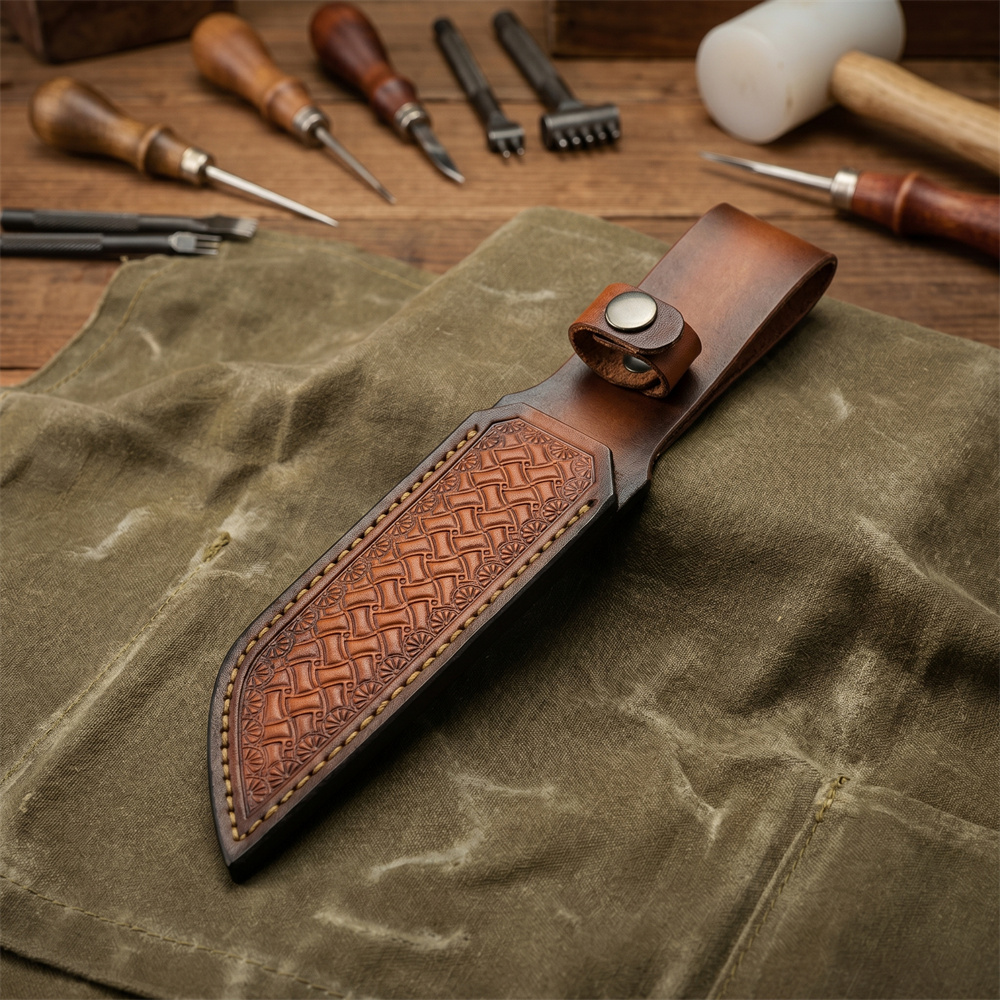 갈색 수공예 양각 가죽 고정형 나이프 칼집, 내구성 있 - Leatherwork Knives 리뷰 및 가격